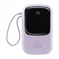 Повербанк Baseus 20000 mAh 20 W с LED дисплеем + провод и шнурок фиолетовый